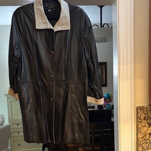 Vera Pelle Black and Cream Leather Jacket